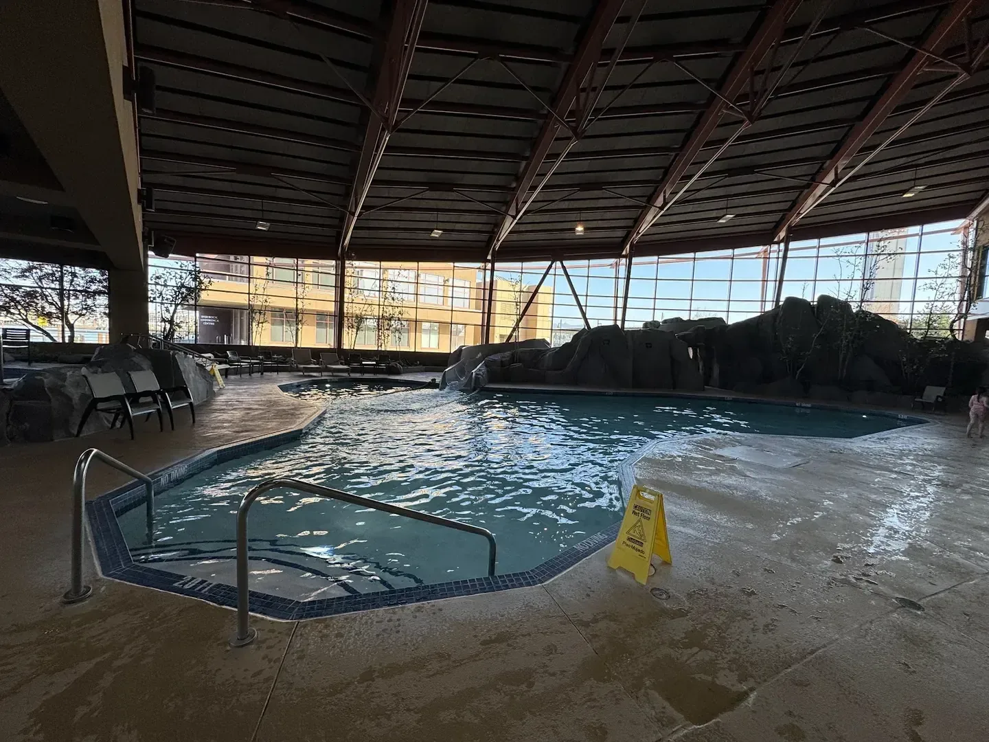 Waterfront resort architecture beside open water